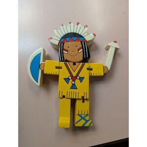 Hand painted Wooden Wood CUBEBOT Articulated Toy Cowboys And Indians Lanka Kade